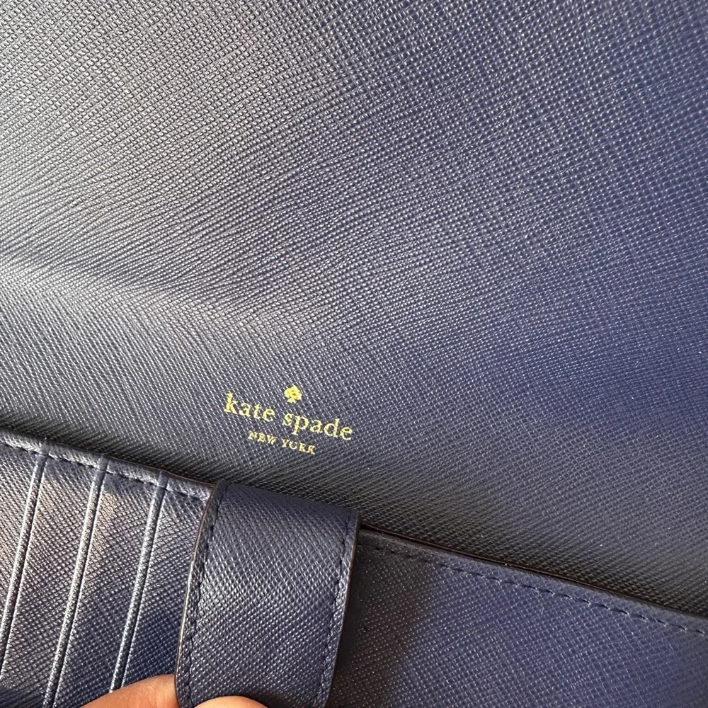 KATE SPADE Laurel Way Winni Crossbody Bag Navy Blue leather Purse Wallet Clutch